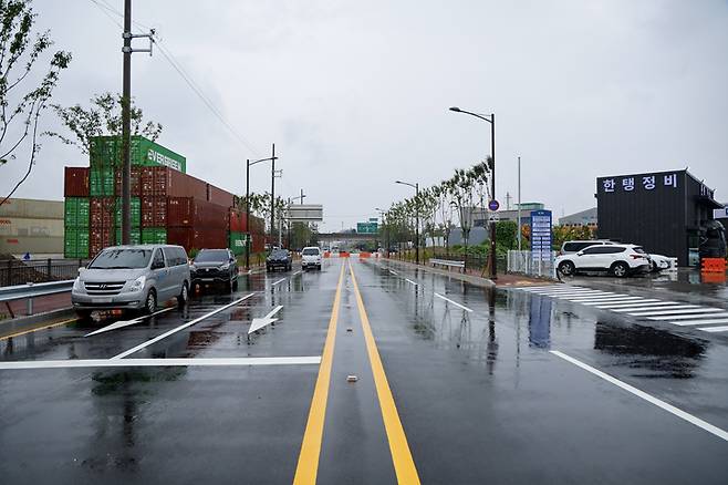 덕하시장~석유화학단지간 개설된 도로 모습.