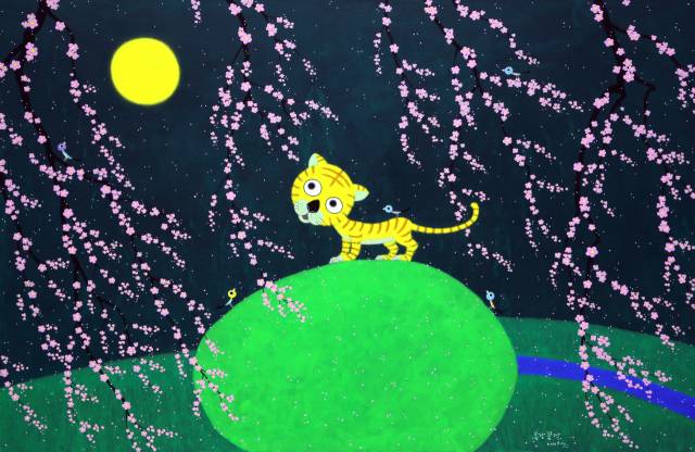 이영철, 봄랑 꽃달, 2025, 97.0x146.0cm, 캔버스에 아크릴