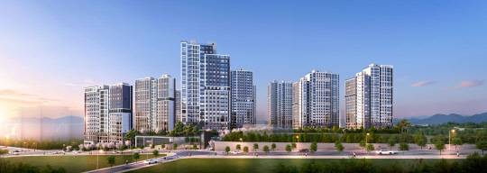 인천 검단신도시에 공급되는 '검단호수공원역 중흥S-클래스' 투시도. [중흥건설그룹 제공]