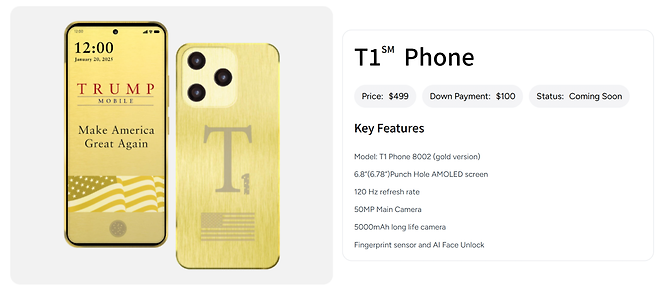 image.png 트럼프 차남 설립 트럼프 모바일, \'T1폰\' 예약 판매 실시