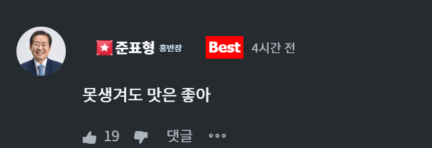 홍준표 전 대구시장이 16일 자신의 소통 플랫폼에 오른 한 게시글에 남긴 답글. 홍 전 시장 온라인 소통 플랫폼 '청년의꿈' 캡처