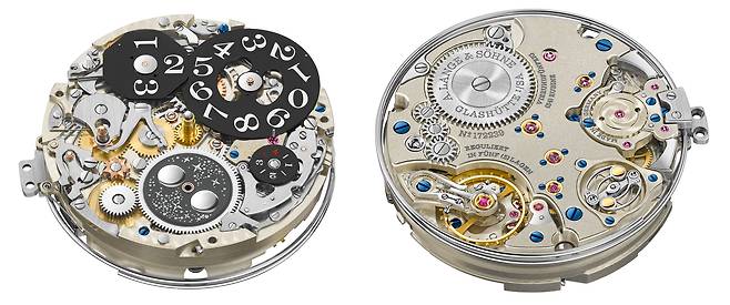 640개 부품으로 만든 수동 와인딩 방식의 L122.2 무브먼트. 랑에 운트 죄네는 완벽한 시계를 내놓기 위해 무브먼트를 2번 조립하는 것으로 유명하다. 사진 랑에 운트 죄네