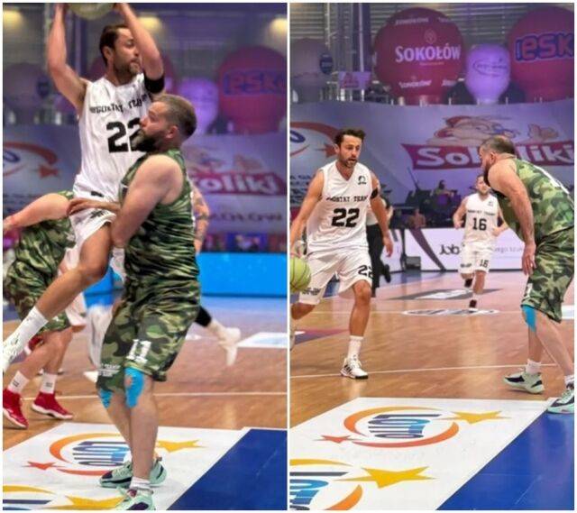골키퍼에서 농구 선수로 변신한 파이안스키. 나토군인과의 친선경기에 출전해 농구 선수 못지않은 실력을 발휘했다. /소셜미디어