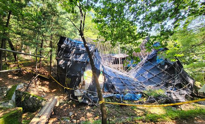 인천 부평구는 지난 2023년 개발제한구역 내 불법 건축인 배드민턴에 대한 철거(행정대집행) 실시한 바 있다. [인천시 제공]
