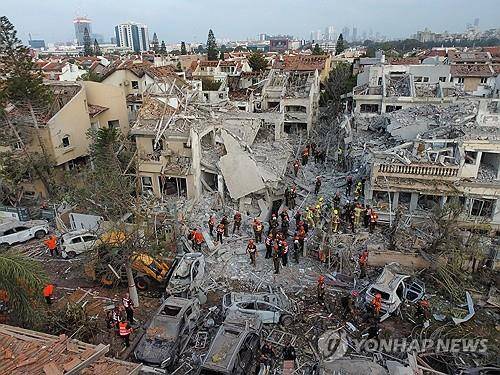 이란의 보복 공습을 받은 이스라엘 텔아비브 [EPA 연합뉴스. 재판매 및 DB 금지]