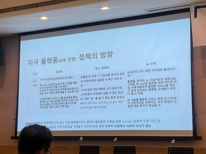 '플랫폼 자본주의'에 대한 조영기 한국인터넷기업협회 사무총장 발제 관련 자료. ⓒ데일리안 이주은 기자