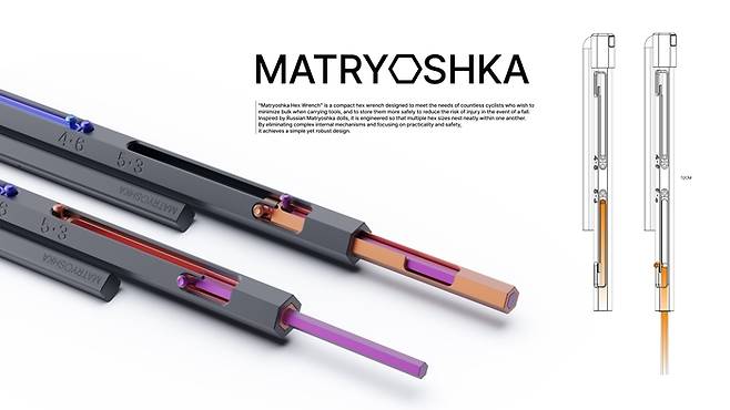 강우준씨가 '2025 레드닷 디자인 어워드'에서 본상을 수상한 러시아의 마트료시카 인형에서 착안한 육모렌치 디자인 '마트료시카 렌치(Matryoshka Wrench)'.