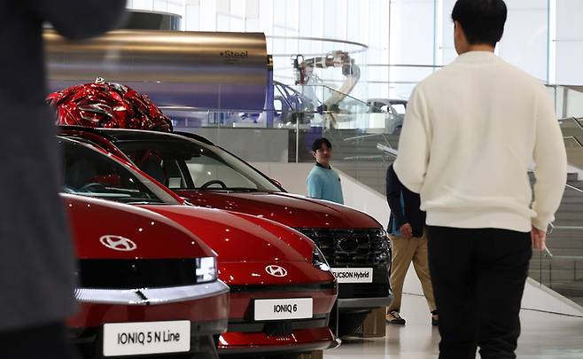 경기 고양시 '현대모터스튜디오 고양'에 전시된 친환경차 모습. 연합뉴스