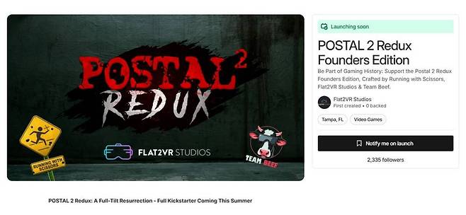 킥스타터 펀딩을 준비 중인 포스탈2 리덕스