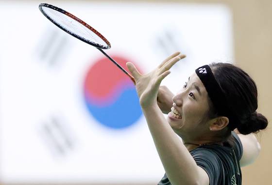 진천국가대표선수촌에서 강도 높은 훈련 스케쥴을 소화하는 안세영. 뉴시스