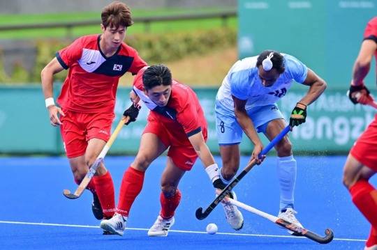 2022 항저우 아시안게임 한국과 인도의 4강전 경기 모습.[아시아하키연맹 제공]