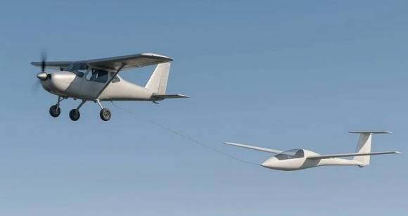 경비행기로 글라이더를 끌고 가는 개념도. 유튜브 캡처