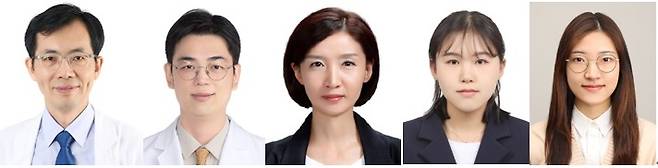 경희대병원 원장원 가정의학과(왼쪽부터)·김기영 안과 교수, 경희대 의과대학 김미지 교수, 조현진 연구원, 박연정 학부생.(경희대병원 제공)