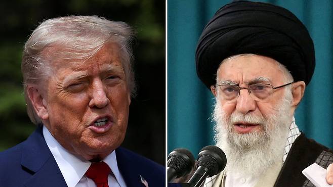 도널드 트럼프 미국 대통령과  아야톨라 알리 하메네이 이란 최고지도자.
