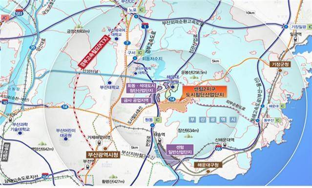 부산 센텀2지구 도시첨단산업단지의 위치도. 부산시 제공