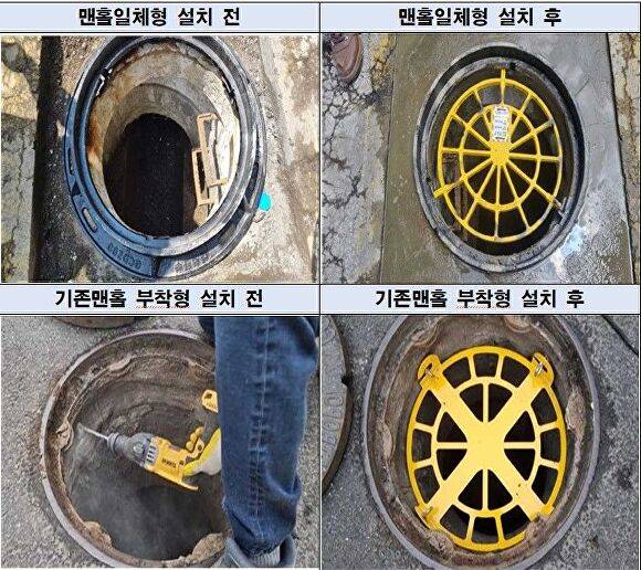 맨홀 추락방지시설. [사진=부산광역시]