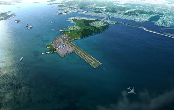 가덕도신공항(조감도)엔 13조원이, TK신공항의 민간공항에는 2조 6000억원이 각각 투입될 예정이다. [사진 국토교통부]