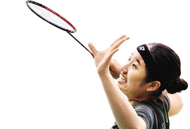 안세영이 17일 충북 진천국가대표선수촌 오륜관에서 배드민턴 대표팀 공개 훈련에 임하고 있다. 뉴시스