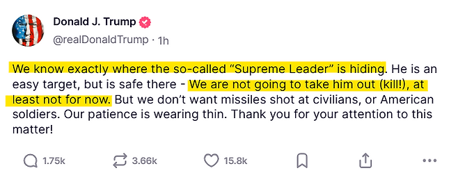 트럼프 미국 대통령 SNS캡쳐