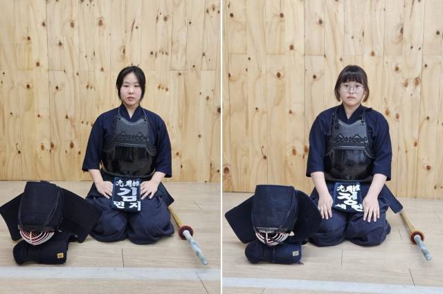 김민지(사진 왼쪽), 정세린. 사진제공-남동구검도협회
