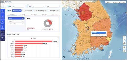 SGIS '청년통계지도' 서비스 화면 [통계청 제공. 재판매 및 DB 금지]