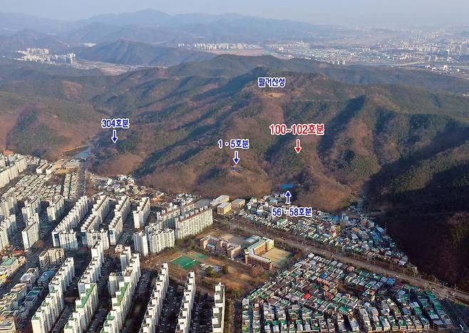 사적 대구 구암동 고분군 제100~102호분 위치도. /대구 북구 제공