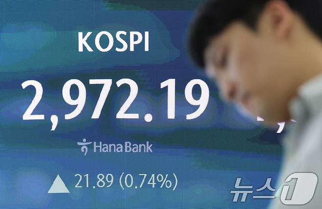 서울 중구 하나은행 본점 딜링룸 전광판에 코스피 지수가 표시되고 있다./뉴스1 ⓒ News1 신웅수 기자