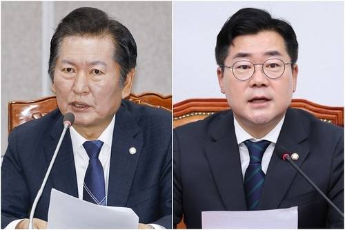 정청래·박찬대 더불어민주당 의원. [사진 출처 = 연합뉴스]