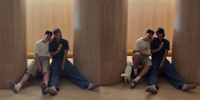 축구선수 손흥민(왼쪽)과 배우 공유가 훈훈한 투샷을 남겼다. / 공유 인스타그램