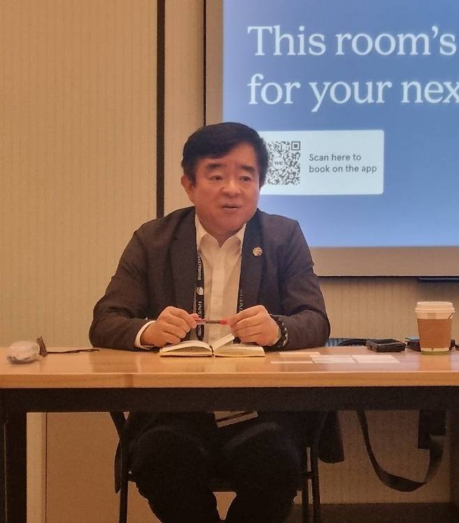 [보스턴=뉴시스] 김선진 코오롱생명과학 대표이사는 18일(현지 시간) '2025 바이오 인터내셔널 컨벤션'(바이오 USA)에 참석했다. 2025.06.18. photo@newsis.com *재판매 및 DB 금지