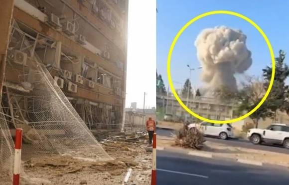 이란의 미사일 반격에 피격당한 이스라엘 남부 베르셰바의 소로카 병원 . 엑스 캡처