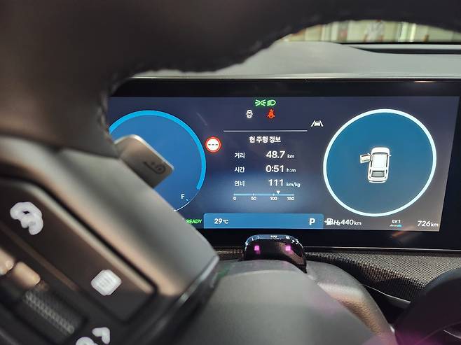 '디올뉴넥쏘' 주행 후 연비./사진=도다솔 기자