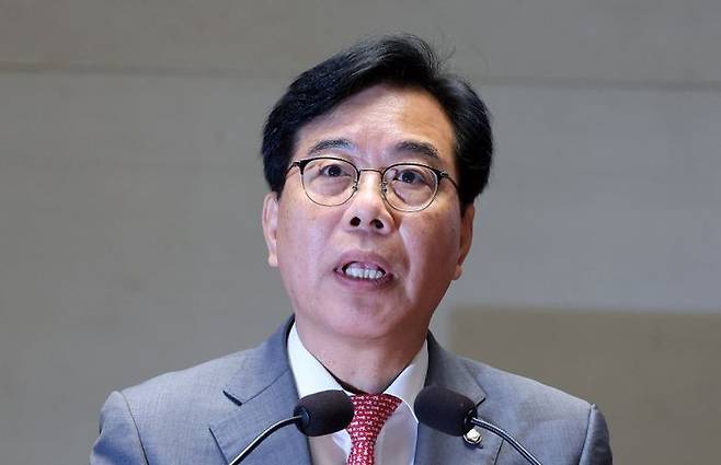 송언석 국민의힘 원내대표가 20일 오전 서울 여의도 국회에서 열린 '비리백화점 이재명 정부 인사청문회 대책 긴급의원총회'에서 발언하고 있다. ⓒ 뉴시스