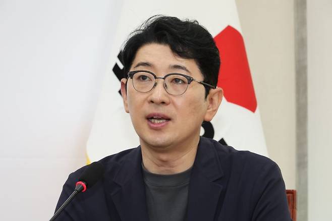 주진우 국민의힘 국회 국무총리 인사청문회특위 위원이 19일 국회에서 열린 ‘비리백화점 이재명 정부 인사청문회 대책회의’에서 발언을 하고 있다. 사진=박범준 기자