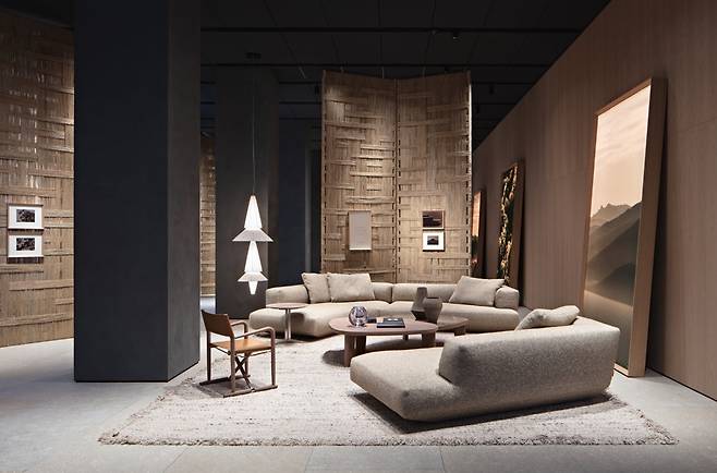 Installation view of Flexform's new designs at Milan Design Week 2025 (Provided by Infini)