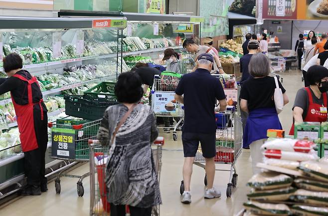 서울의 한 대형마트에서 장을 보는 시민의 모습. [연합]