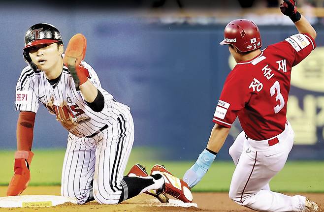 LG 박해민(왼쪽), SSG 정준재 I 연합뉴스