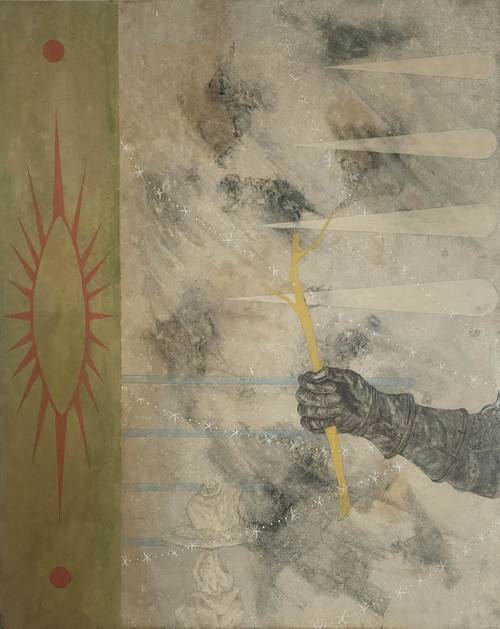 이수형 作 태양을 향해 가지를 들다, 2025, 장치에 채색, 72.7x91cm /도든아트하우스 제공