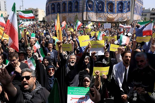이란 테헤란에서 열린 반 이스라엘 시위 [AFP]