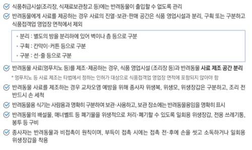 [반려동물 접객업소 출입 허용 운영 식약처 가이드라인 캡처. DB 및 재판매 금지]