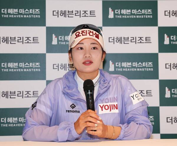 2025년 한국여자프로골프(KLPGA) 투어 더헤븐 마스터즈 우승을 차지한 노승희 프로가 우승 인터뷰 하는 모습이다. 사진제공=KLPGA