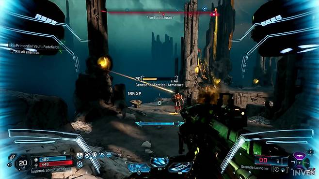 ▲ 근접 스킬을 사용한 솔로 구간 빌드와 달리 엑소슈트가 자동으로 적을 공격하는 원거리 빌드가 책정된 볼트 미션의 라파 빌드