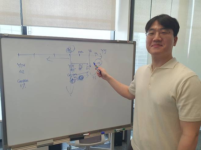 엄태영 수석이 투자 수익 상환 일정을 설명하고 있다. 윤현주 기자