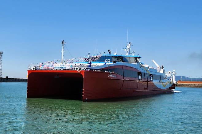 2022년 9월 7일 취항식 이후 인천~백령항로를 운항 중인 코리아프라이드호. 인천 옹진군 제공