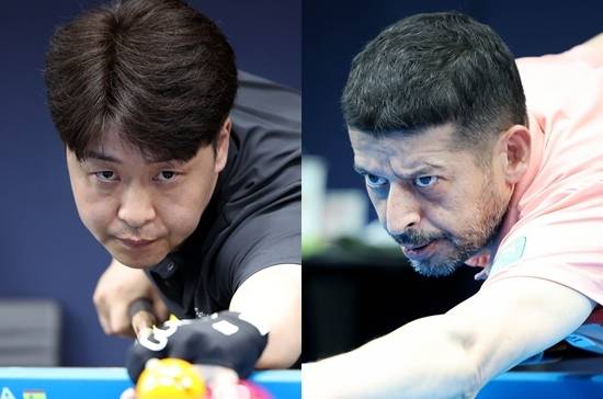 16강전서 최성원을 꺽은 김남수(왼쪽)는 ‘튀르키예 강호’ 초클루와 8강서 만난다. (사진=PBA )