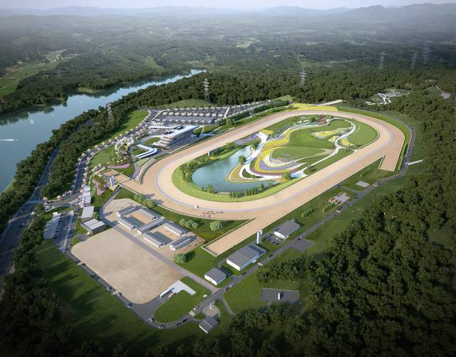 2026년 하반기 개장 목표로 조성 중인 영천경마공원 조감도(경주로). 영천시 제공
