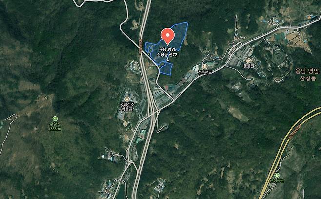 청주시 명암지구 대지조성사업 신청 용지.(네이버지도 캡쳐)