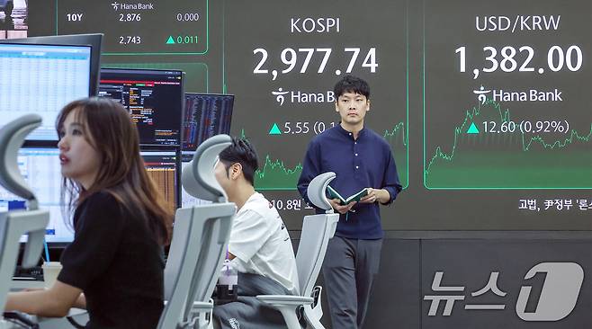 19일 오후 서울 중구 하나은행 딜링룸. 2025.6.19/뉴스1 ⓒ News1 민경석 기자