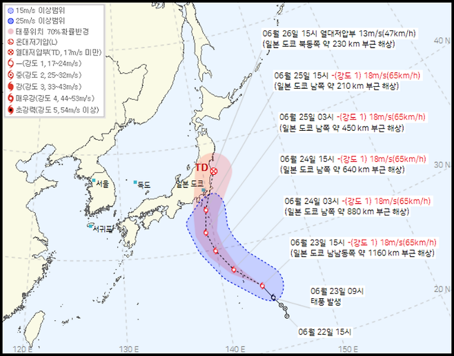 태풍 통보문 (기상청 제공)
