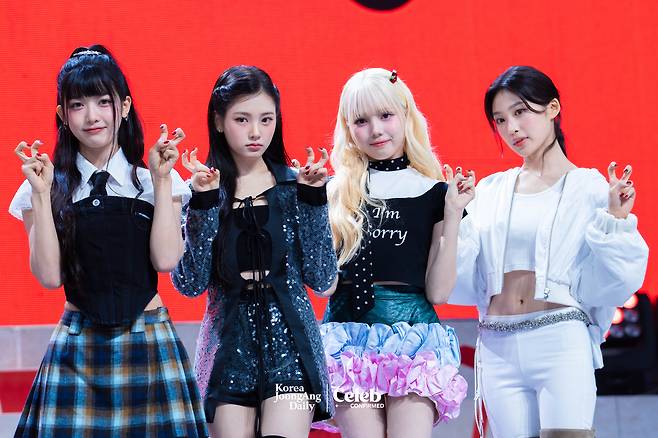 Girl group Baby DONT Cry poses for photos during a showcase for the release of its first single, “F Girl,” at Blue Square in central Seoul on June 23. [DANIELA GONZALEZ PEREZ]